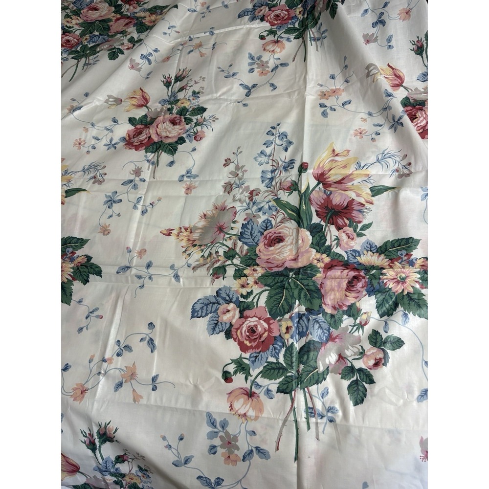 Vintage A J. YANG‎ DESIGN Fabric 3.5 yds 128" by 56" Floral Cabbage Rose